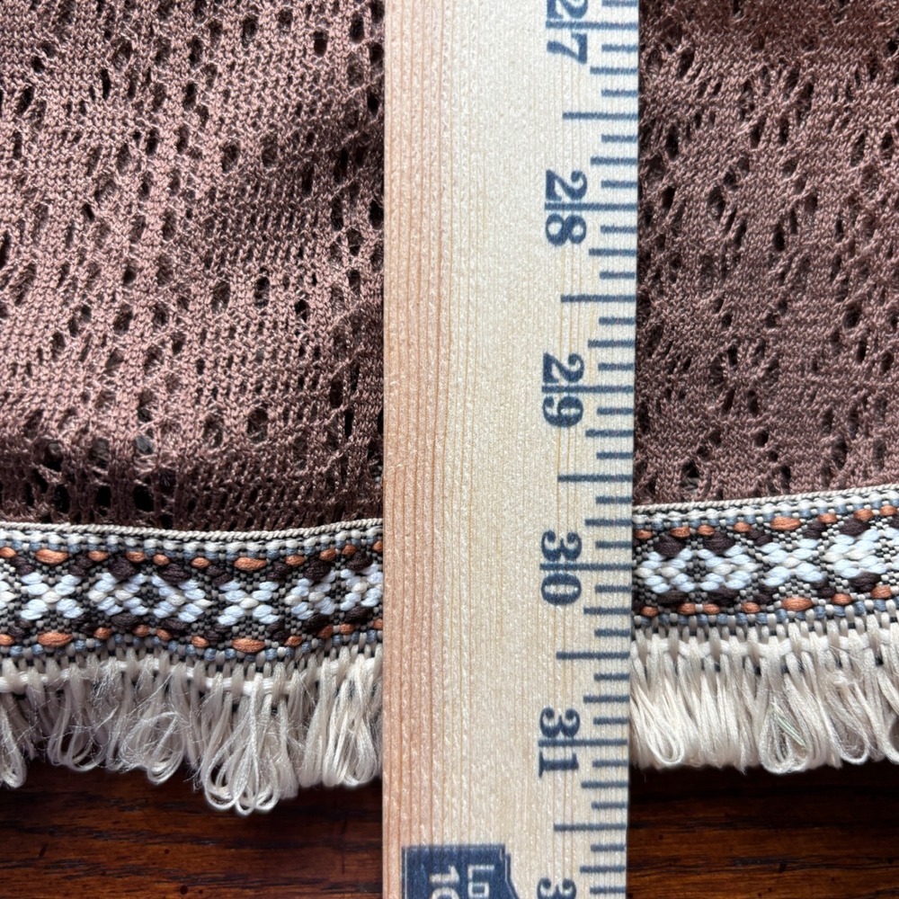 NWT Origami by Vivien Brown Boho Crochet Knit Fringe Tunic or Swim Cover Up XL - Picture 11 of 12